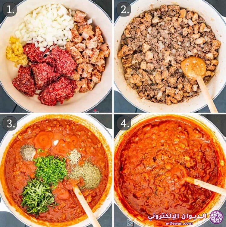 Lasagna meat sauce process shots 750x755