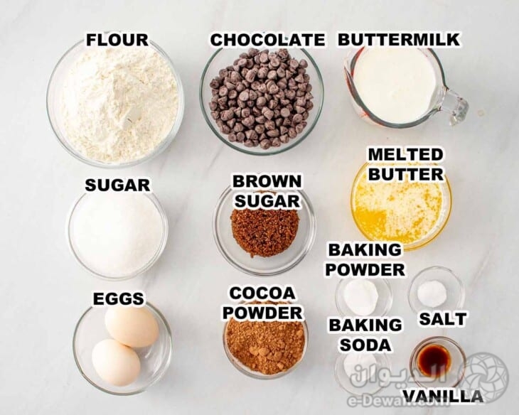 Chocolate muffins ingredients 730x584